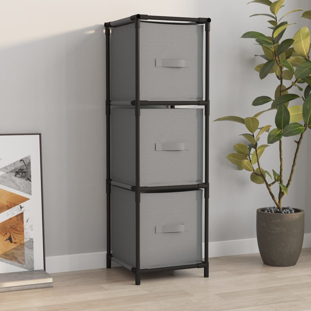 Opbergkast met 3 stoffen lades 34x34x101 cm staal grijs is nu te koop bij PeponiXL, paradijselijk wonen!