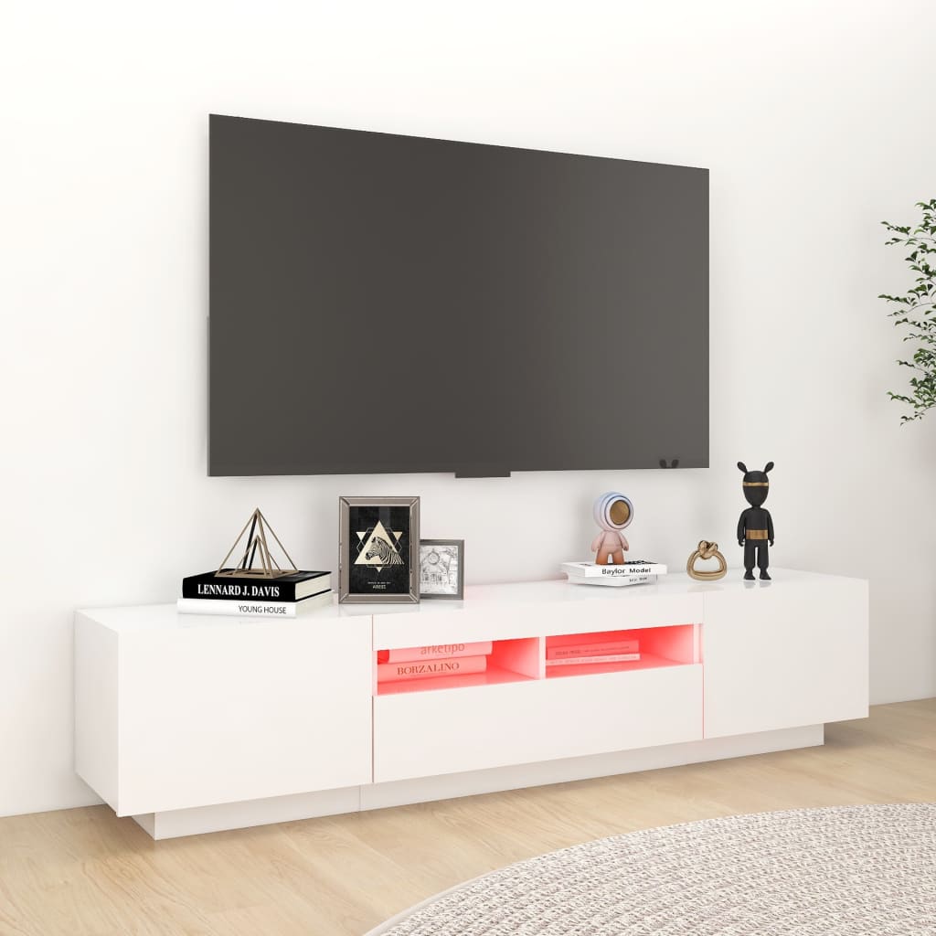 Tv-meubel met LED-verlichting 180x35x40 cm wit is nu te koop bij PeponiXL, paradijselijk wonen!