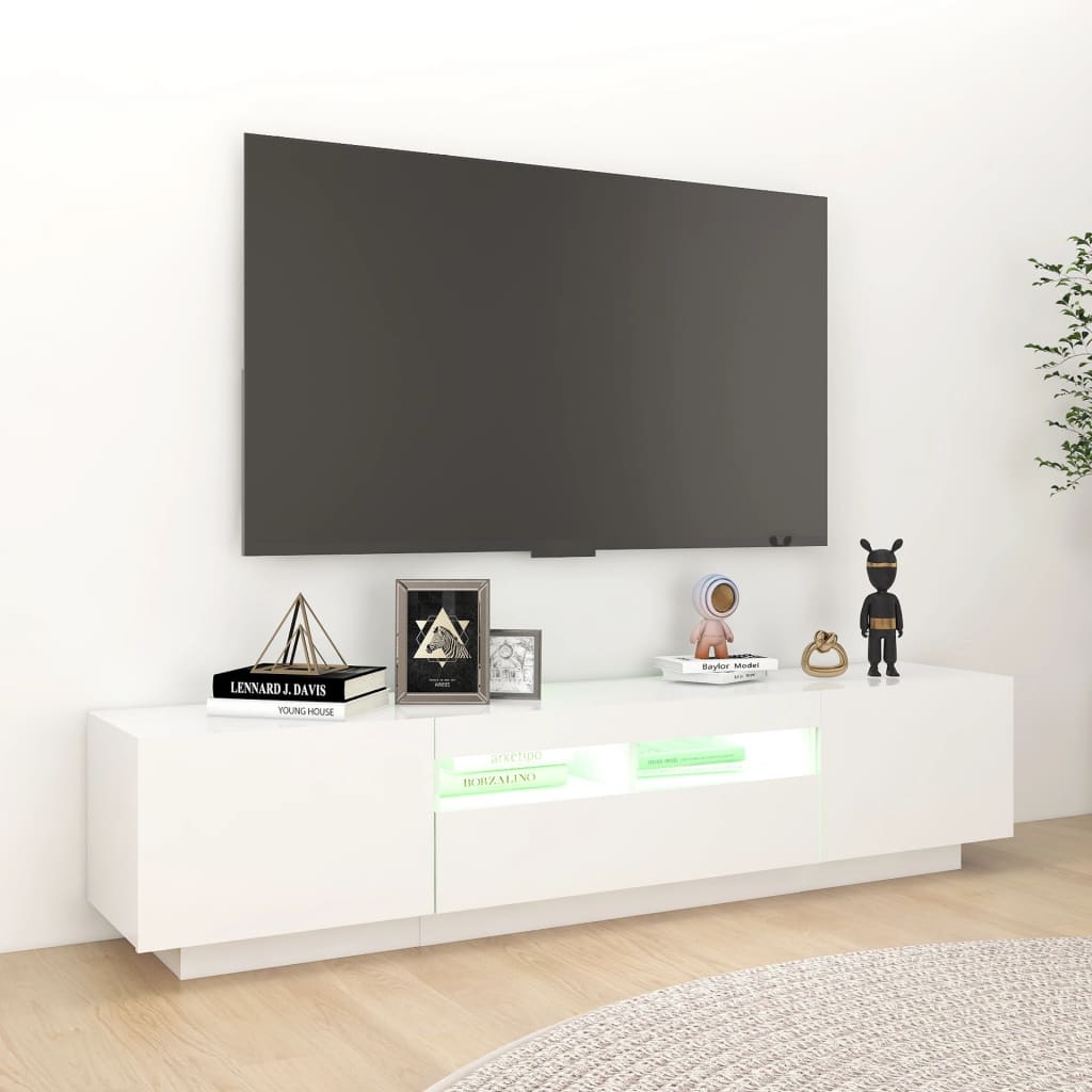 Tv-meubel met LED-verlichting 180x35x40 cm wit is nu te koop bij PeponiXL, paradijselijk wonen!