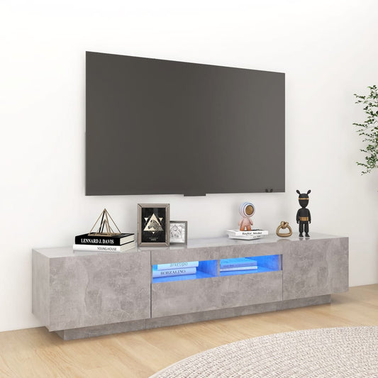 Tv-meubel met LED-verlichting 180x35x40 cm betongrijs is nu te koop bij PeponiXL, paradijselijk wonen!