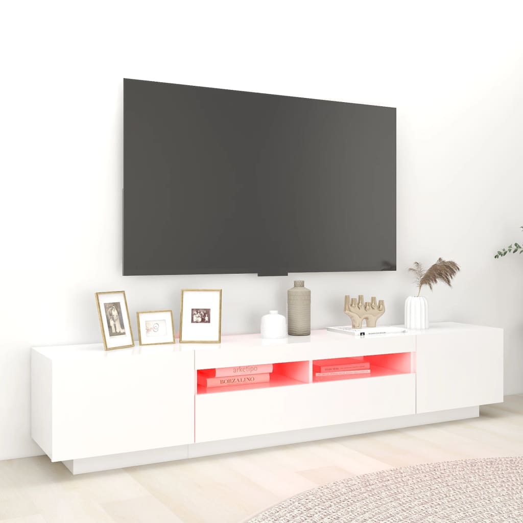 Tv-meubel met LED-verlichting 200x35x40 cm wit is nu te koop bij PeponiXL, paradijselijk wonen!