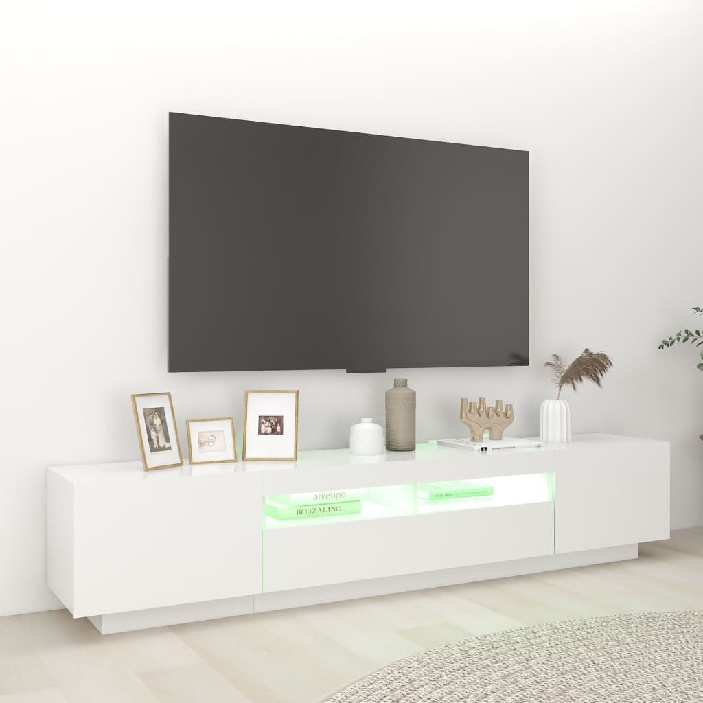 Tv-meubel met LED-verlichting 200x35x40 cm wit is nu te koop bij PeponiXL, paradijselijk wonen!