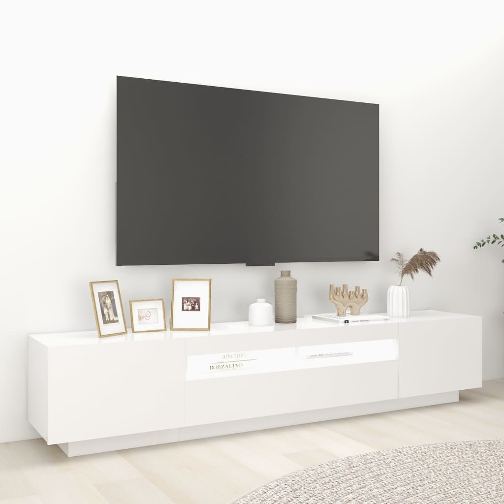Tv-meubel met LED-verlichting 200x35x40 cm wit is nu te koop bij PeponiXL, paradijselijk wonen!