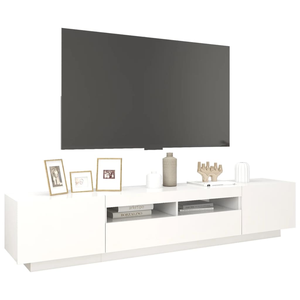 Tv-meubel met LED-verlichting 200x35x40 cm wit is nu te koop bij PeponiXL, paradijselijk wonen!