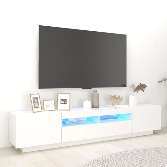 Tv-meubel met LED-verlichting 200x35x40 cm wit is nu te koop bij PeponiXL, paradijselijk wonen!