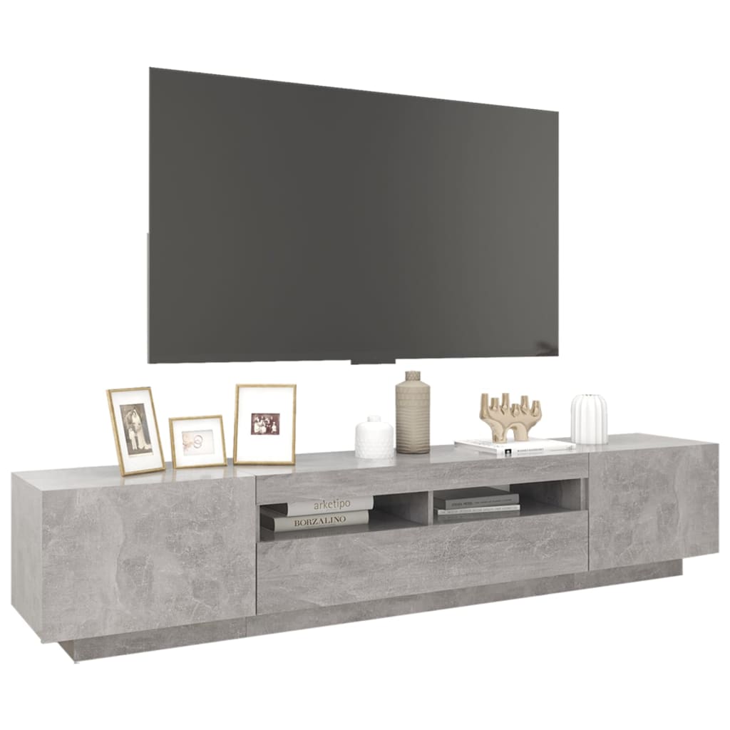Tv-meubel met LED-verlichting 200x35x40 cm betongrijs is nu te koop bij PeponiXL, paradijselijk wonen!