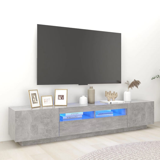 Tv-meubel met LED-verlichting 200x35x40 cm betongrijs is nu te koop bij PeponiXL, paradijselijk wonen!