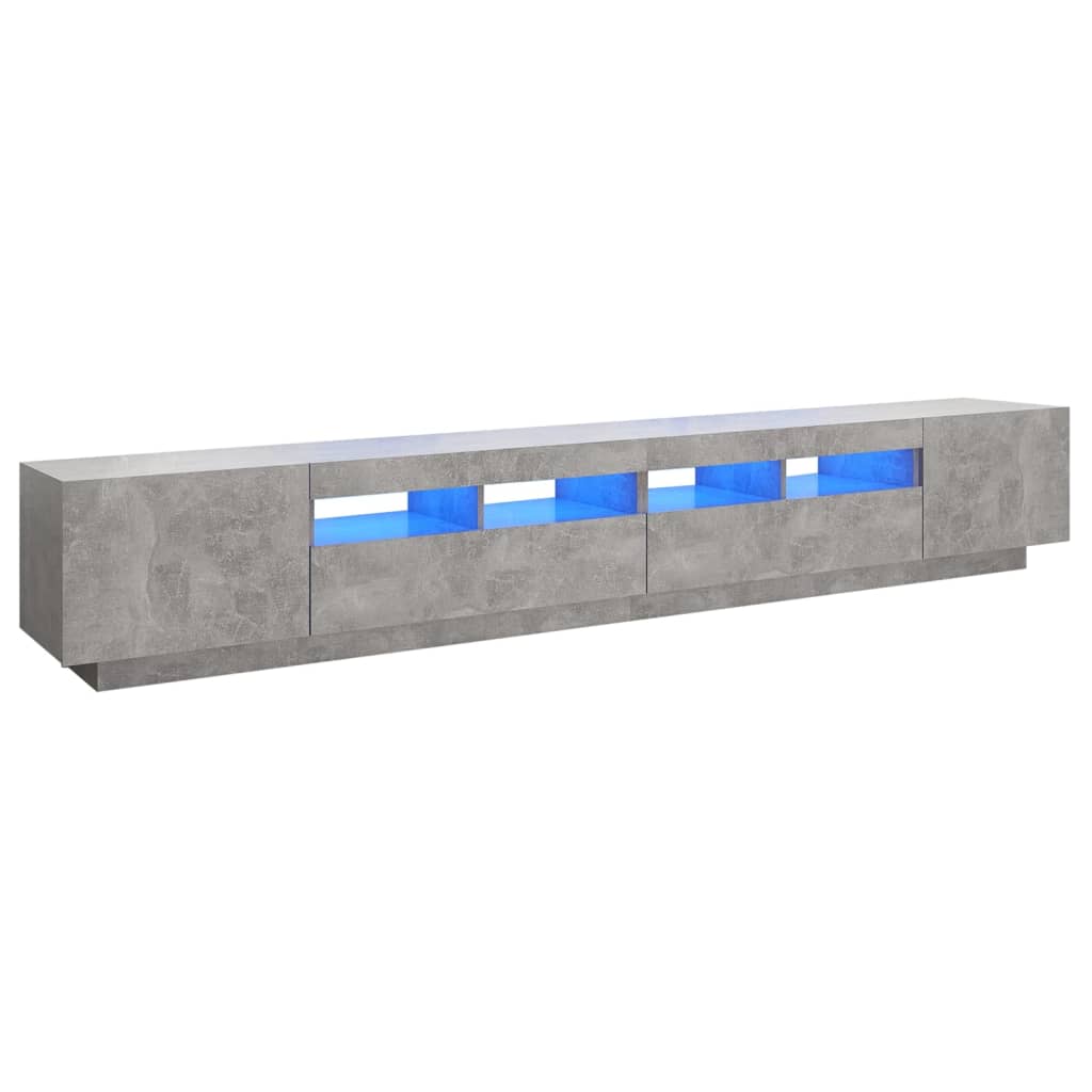 Tv-meubel met LED-verlichting 260x35x40 cm betongrijs is nu te koop bij PeponiXL, paradijselijk wonen!