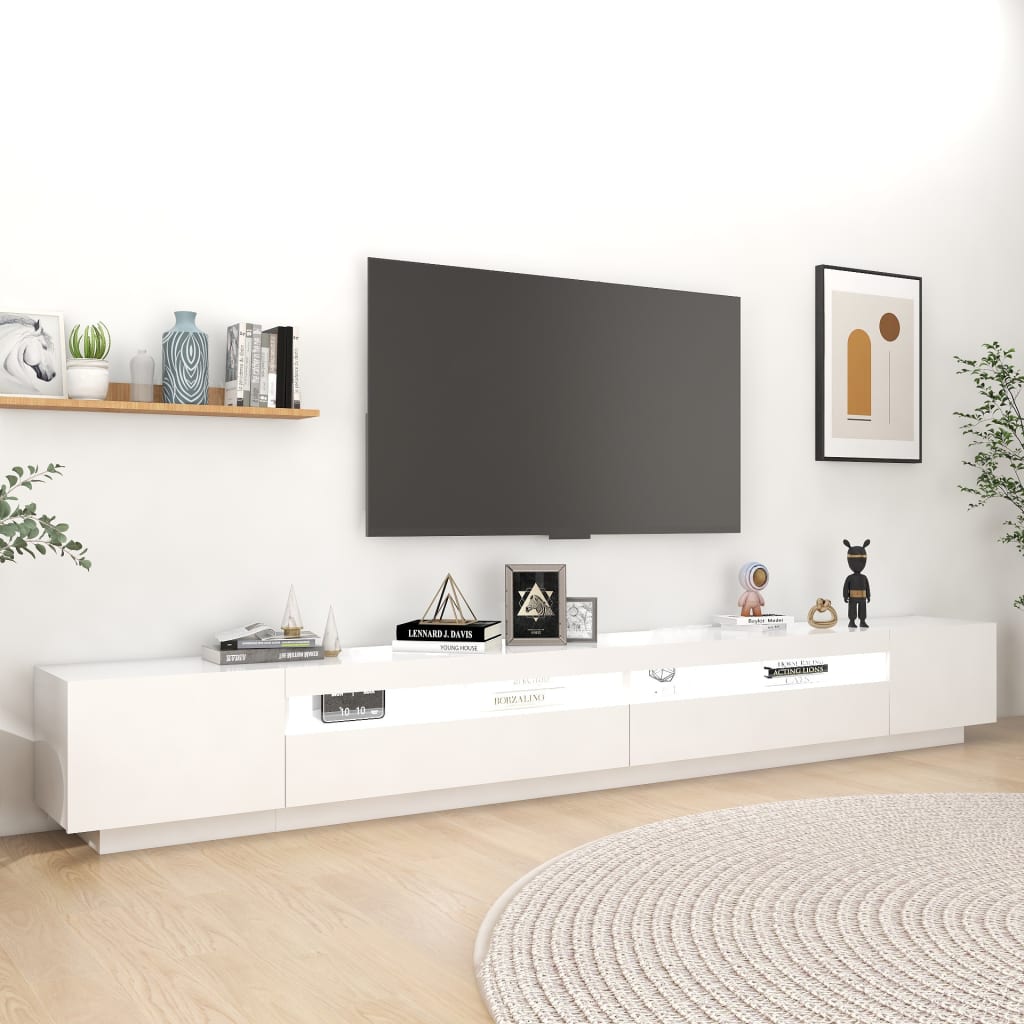 Tv-meubel met LED-verlichting 300x35x40 cm wit is nu te koop bij PeponiXL, paradijselijk wonen!