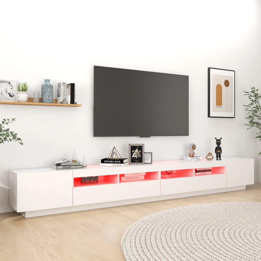 Tv-meubel met LED-verlichting 300x35x40 cm wit is nu te koop bij PeponiXL, paradijselijk wonen!