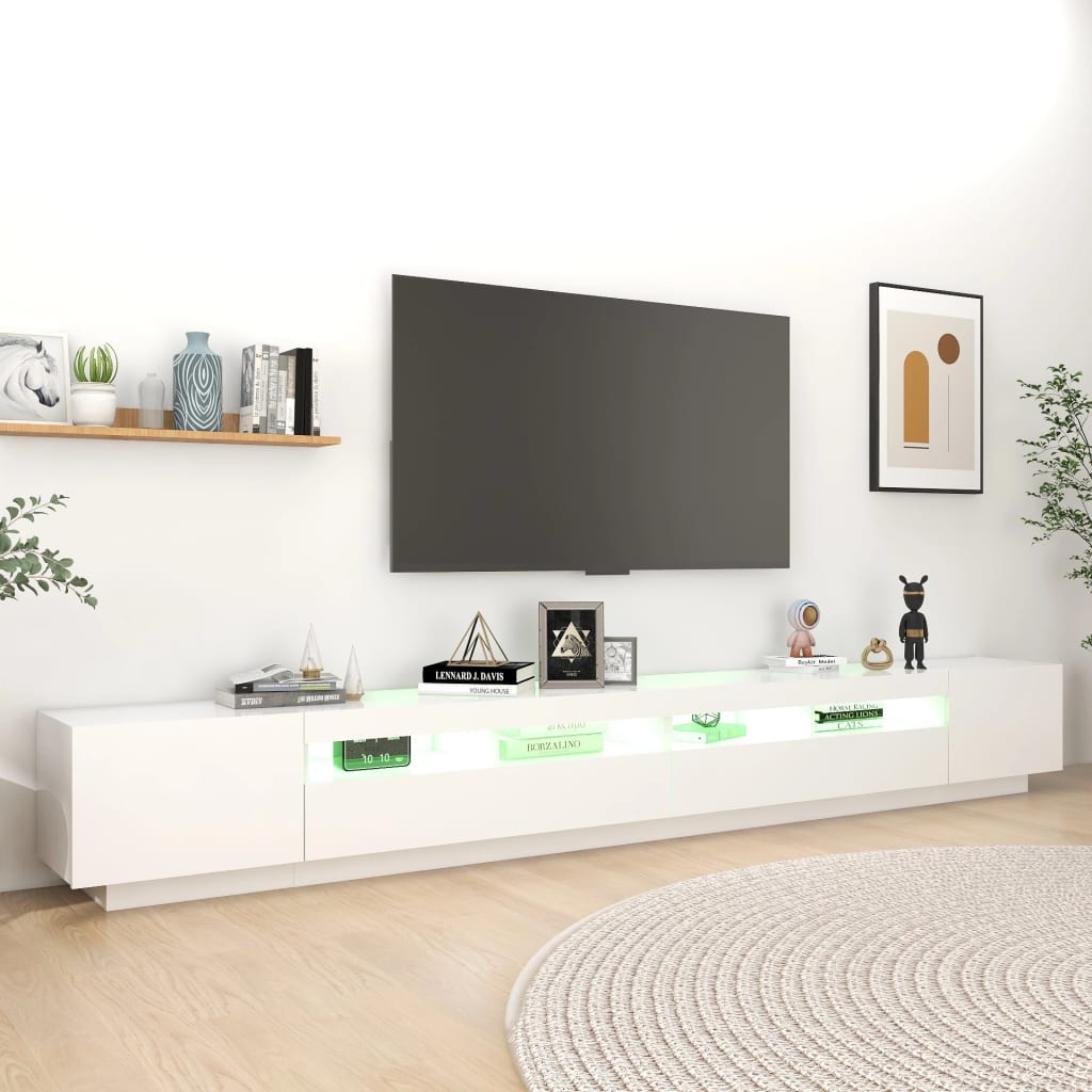 Tv-meubel met LED-verlichting 300x35x40 cm wit is nu te koop bij PeponiXL, paradijselijk wonen!