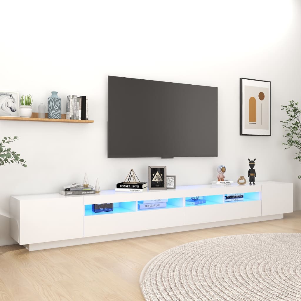 Tv-meubel met LED-verlichting 300x35x40 cm wit is nu te koop bij PeponiXL, paradijselijk wonen!