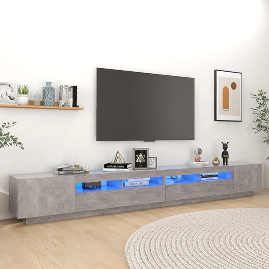 Tv-meubel met LED-verlichting 300x35x40 cm betongrijs is nu te koop bij PeponiXL, paradijselijk wonen!