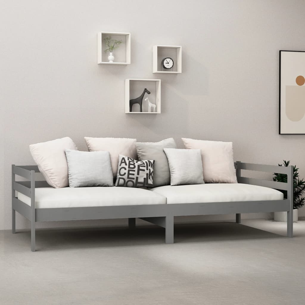 Slaapbank massief grenenhout grijs 90x200 cm is nu te koop bij PeponiXL, paradijselijk wonen!