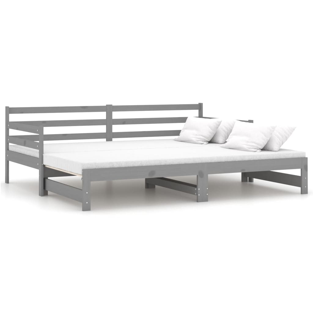 Slaapbank uitschuifbaar massief grenenhout grijs 2x(90x200) cm is nu te koop bij PeponiXL, paradijselijk wonen!