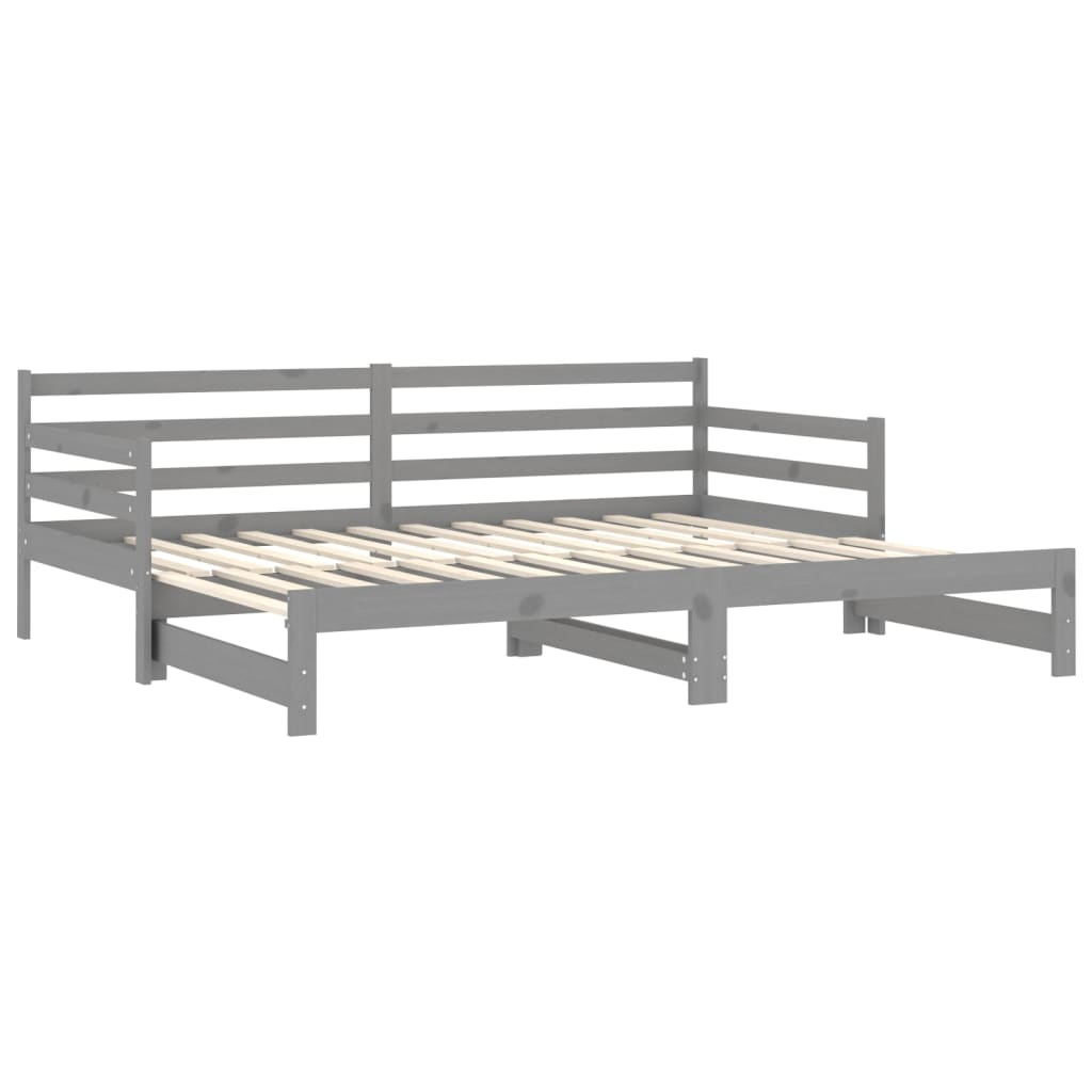 Slaapbank uitschuifbaar massief grenenhout grijs 2x(90x200) cm is nu te koop bij PeponiXL, paradijselijk wonen!
