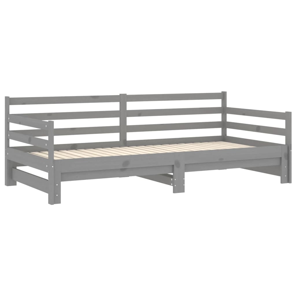 Slaapbank uitschuifbaar massief grenenhout grijs 2x(90x200) cm is nu te koop bij PeponiXL, paradijselijk wonen!