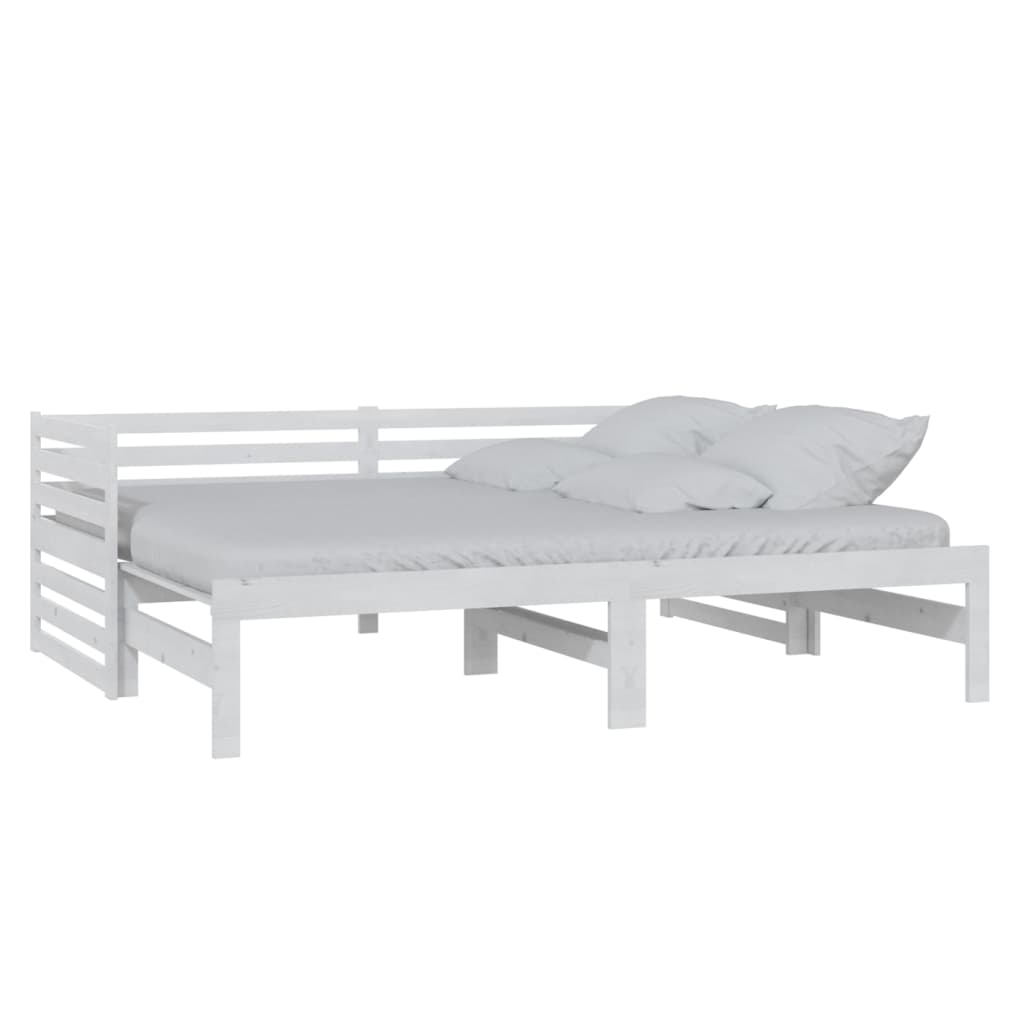 Bedbank uitschuifbaar massief grenenhout wit 2x(90x200) cm is nu te koop bij PeponiXL, paradijselijk wonen!