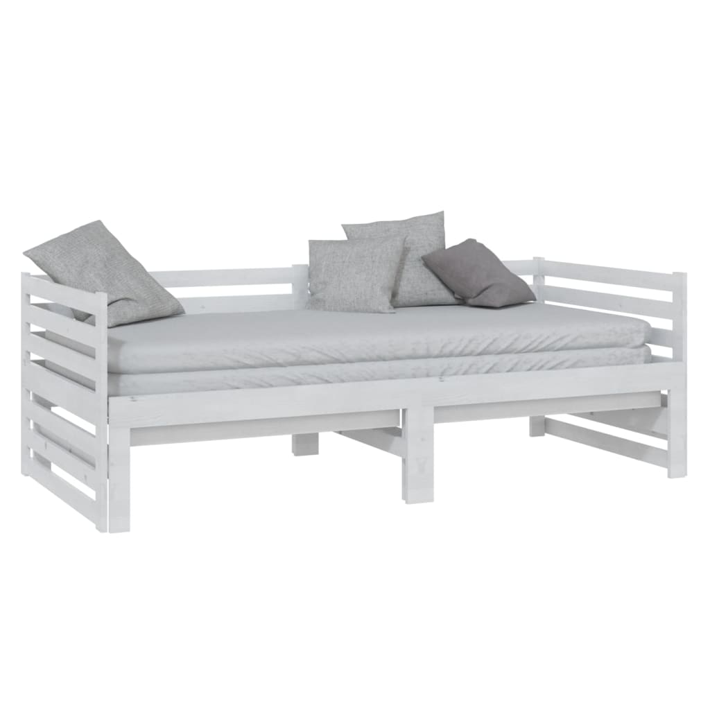 Bedbank uitschuifbaar massief grenenhout wit 2x(90x200) cm is nu te koop bij PeponiXL, paradijselijk wonen!