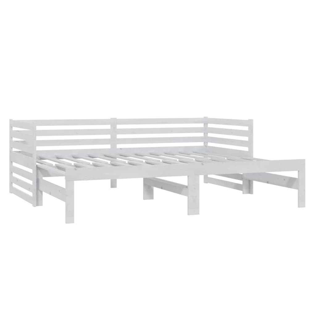 Bedbank uitschuifbaar massief grenenhout wit 2x(90x200) cm is nu te koop bij PeponiXL, paradijselijk wonen!