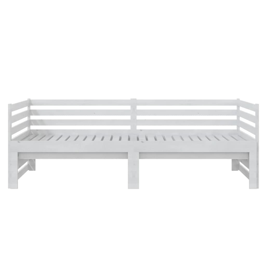 Bedbank uitschuifbaar massief grenenhout wit 2x(90x200) cm is nu te koop bij PeponiXL, paradijselijk wonen!
