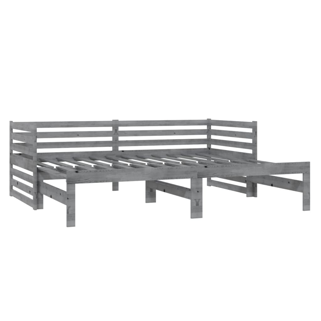 Bedbank uitschuifbaar massief grenenhout grijs 2x(90x200) cm is nu te koop bij PeponiXL, paradijselijk wonen!