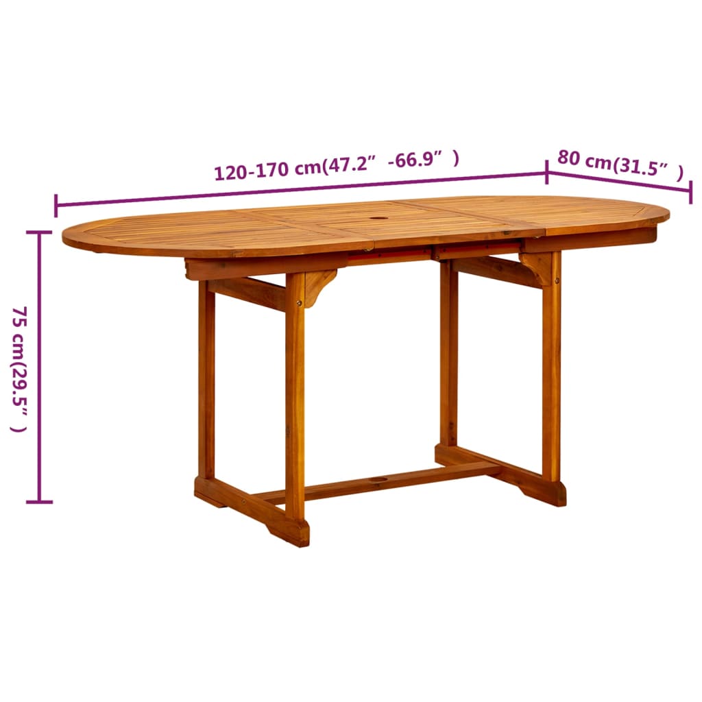 Tuintafel (120-170)x80x75 cm massief acaciahout is nu te koop bij PeponiXL, paradijselijk wonen!