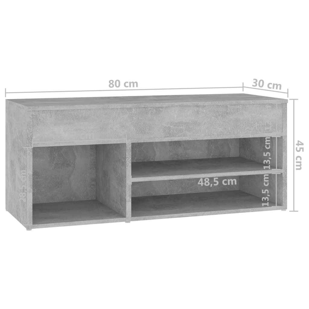 Schoenenbank 80x30x45 cm bewerkt hout betongrijs is nu te koop bij PeponiXL, paradijselijk wonen!
