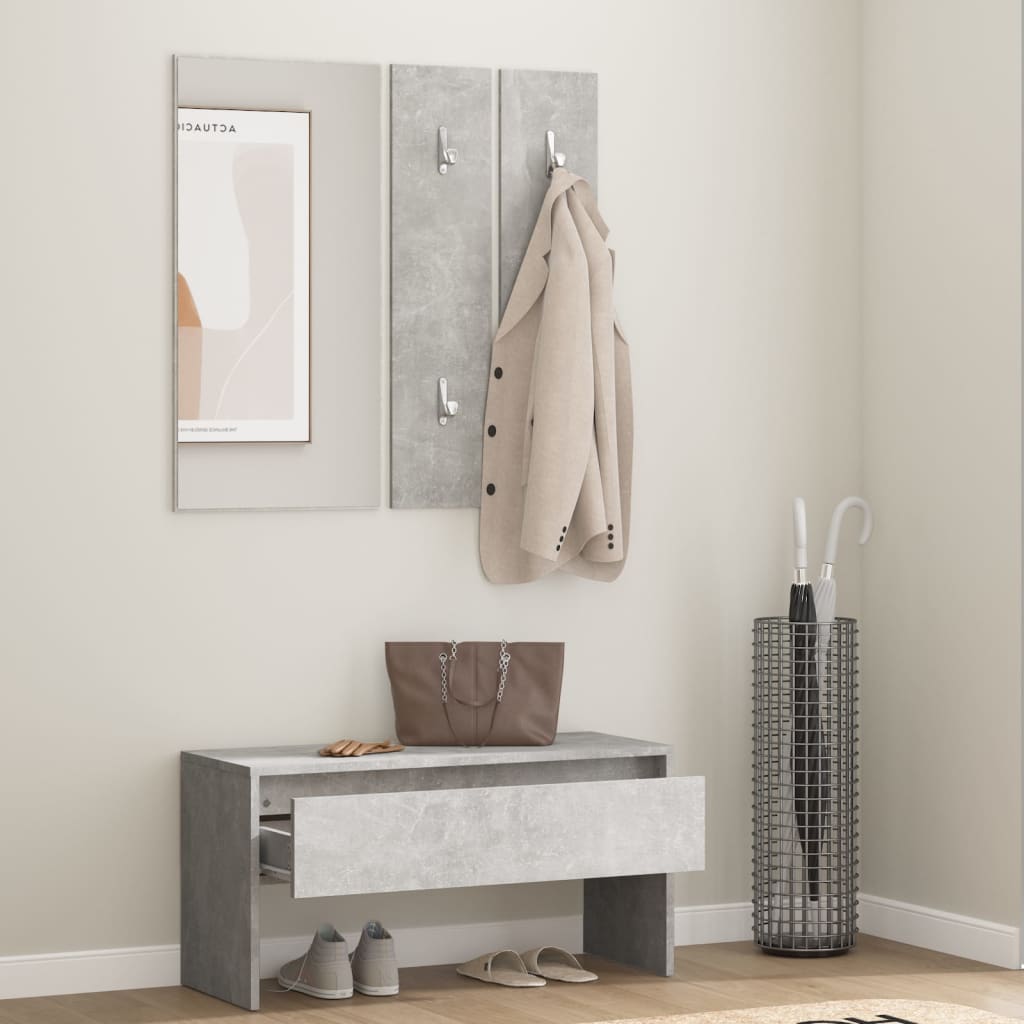 Garderobe set bewerkt hout betongrijs is nu te koop bij PeponiXL, paradijselijk wonen!