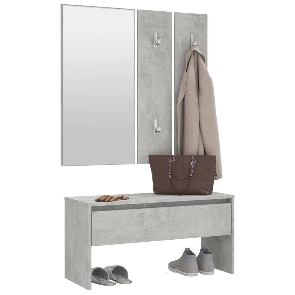 Garderobe set bewerkt hout betongrijs is nu te koop bij PeponiXL, paradijselijk wonen!