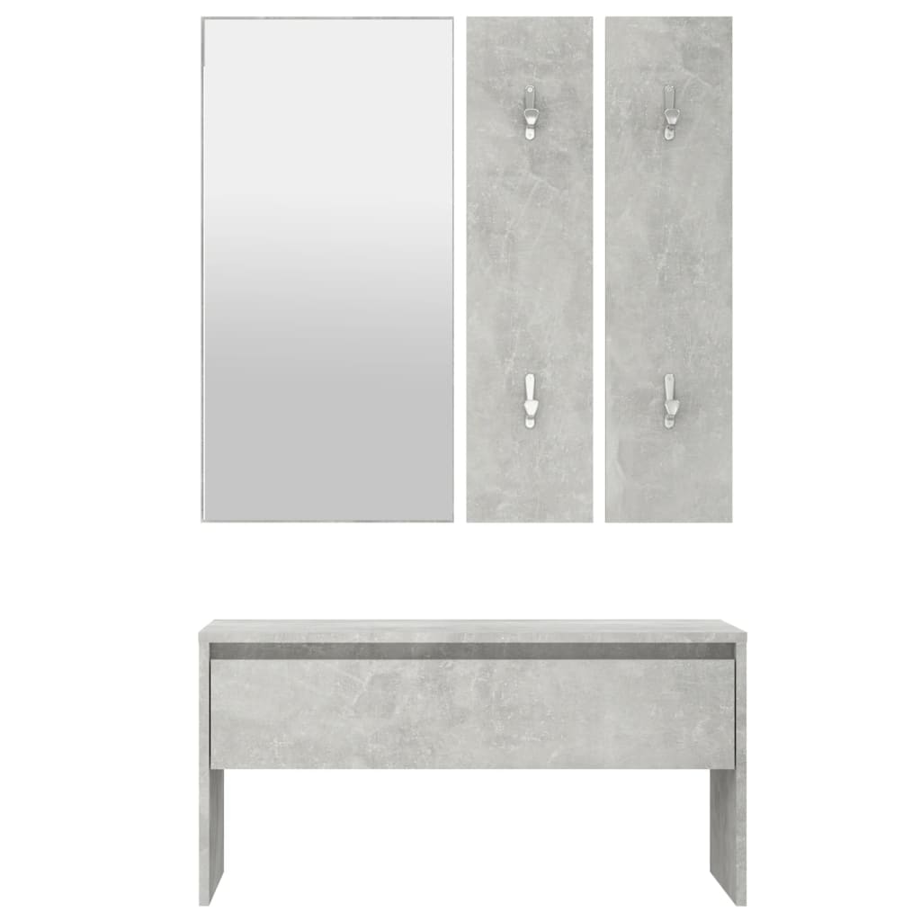 Garderobe set bewerkt hout betongrijs is nu te koop bij PeponiXL, paradijselijk wonen!
