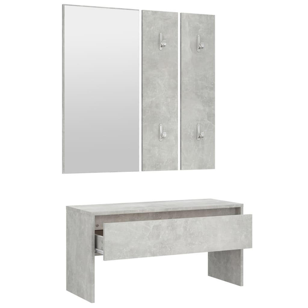 Garderobe set bewerkt hout betongrijs is nu te koop bij PeponiXL, paradijselijk wonen!