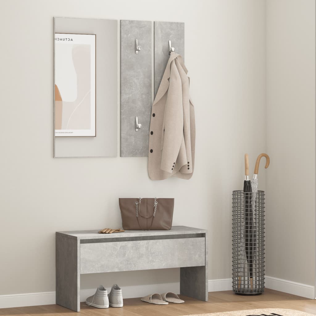 Garderobe set bewerkt hout betongrijs is nu te koop bij PeponiXL, paradijselijk wonen!