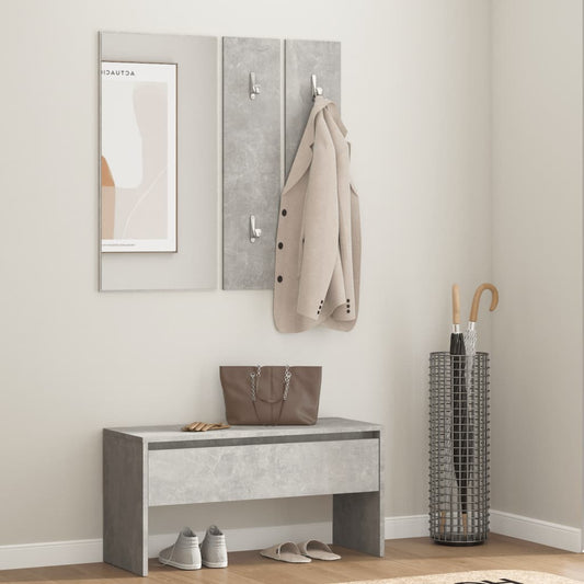 Garderobe set bewerkt hout betongrijs is nu te koop bij PeponiXL, paradijselijk wonen!