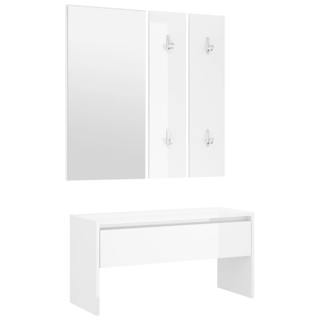 Garderobe set bewerkt hout hoogglans wit is nu te koop bij PeponiXL, paradijselijk wonen!