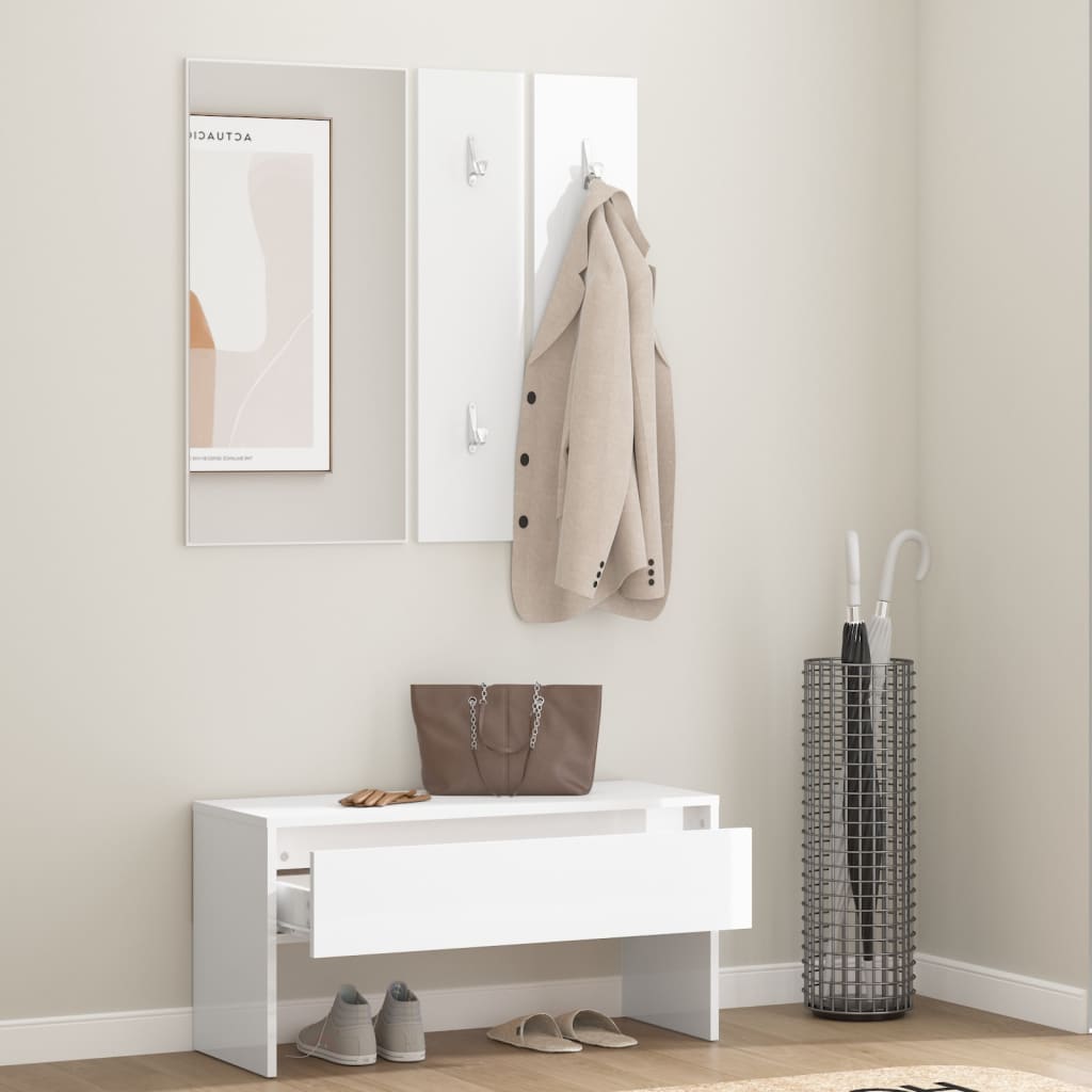 Garderobe set bewerkt hout hoogglans wit is nu te koop bij PeponiXL, paradijselijk wonen!