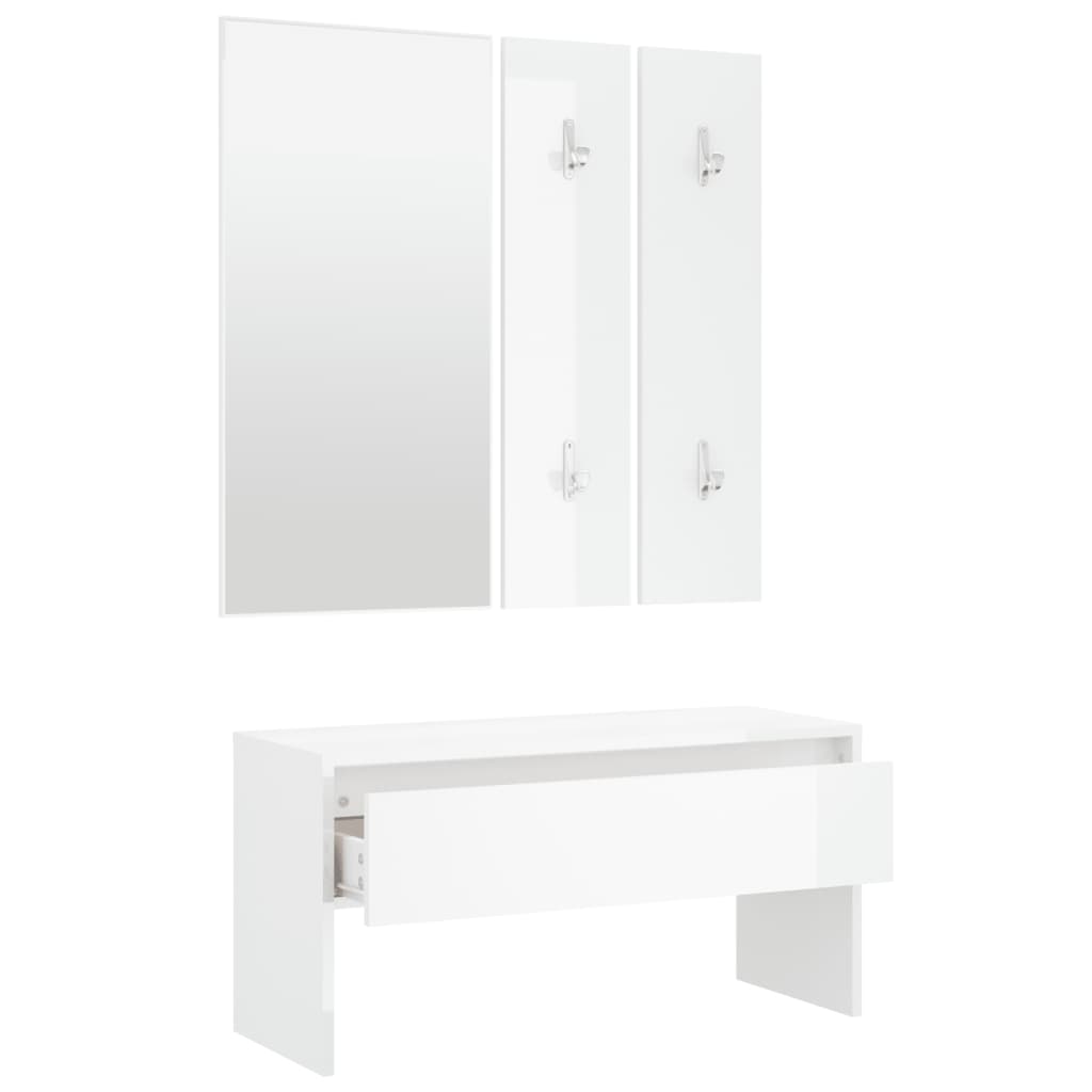 Garderobe set bewerkt hout hoogglans wit is nu te koop bij PeponiXL, paradijselijk wonen!
