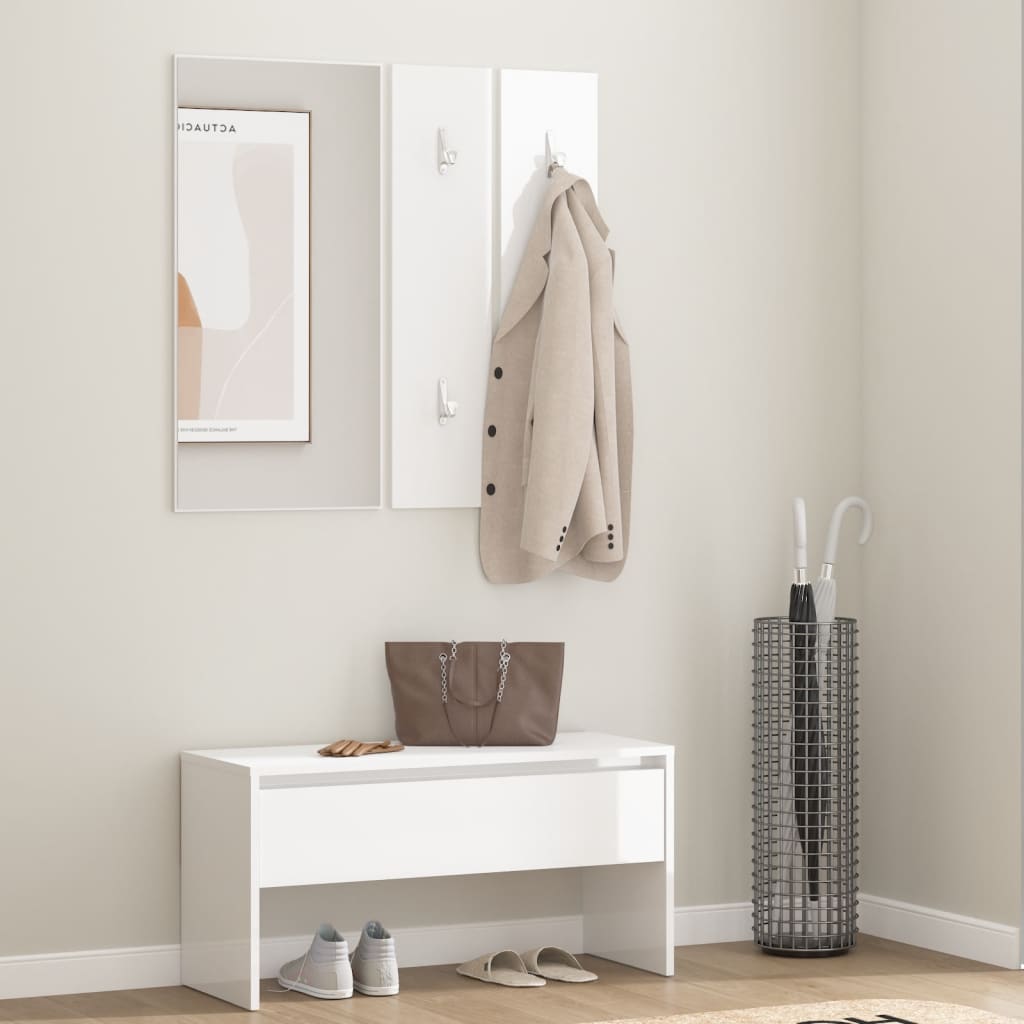Garderobe set bewerkt hout hoogglans wit is nu te koop bij PeponiXL, paradijselijk wonen!