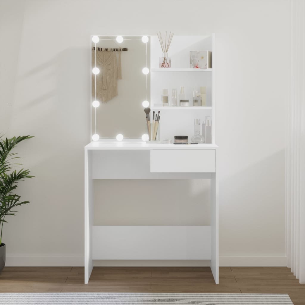 Kaptafel met LED-verlichting 74,5x40x141 cm wit is nu te koop bij PeponiXL, paradijselijk wonen!