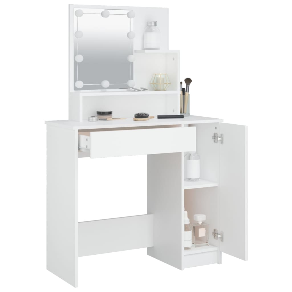 Kaptafel met LED-verlichting 86,5x35x136 cm wit is nu te koop bij PeponiXL, paradijselijk wonen!