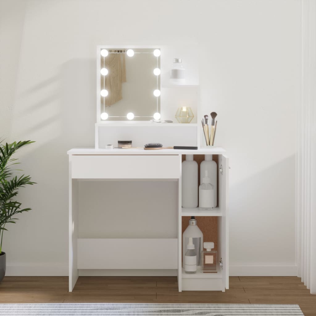 Kaptafel met LED-verlichting 86,5x35x136 cm wit is nu te koop bij PeponiXL, paradijselijk wonen!