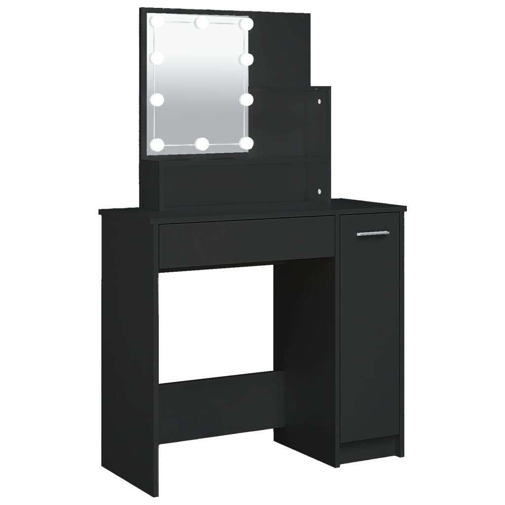 Kaptafel met LED-verlichting 86,5x35x136 cm zwart is nu te koop bij PeponiXL, paradijselijk wonen!