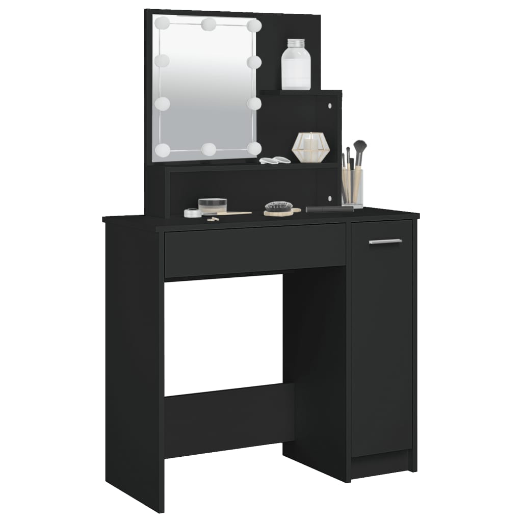Kaptafel met LED-verlichting 86,5x35x136 cm zwart is nu te koop bij PeponiXL, paradijselijk wonen!