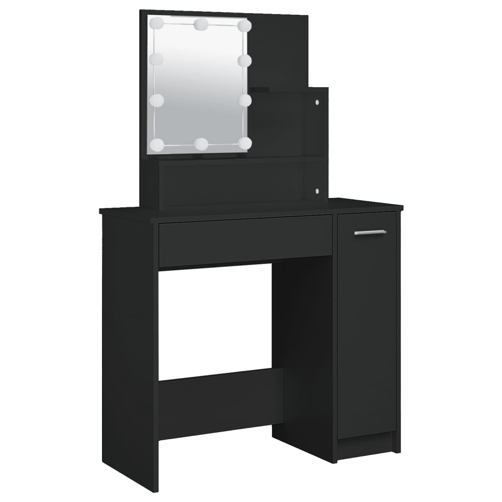 Kaptafel met LED-verlichting 86,5x35x136 cm zwart is nu te koop bij PeponiXL, paradijselijk wonen!