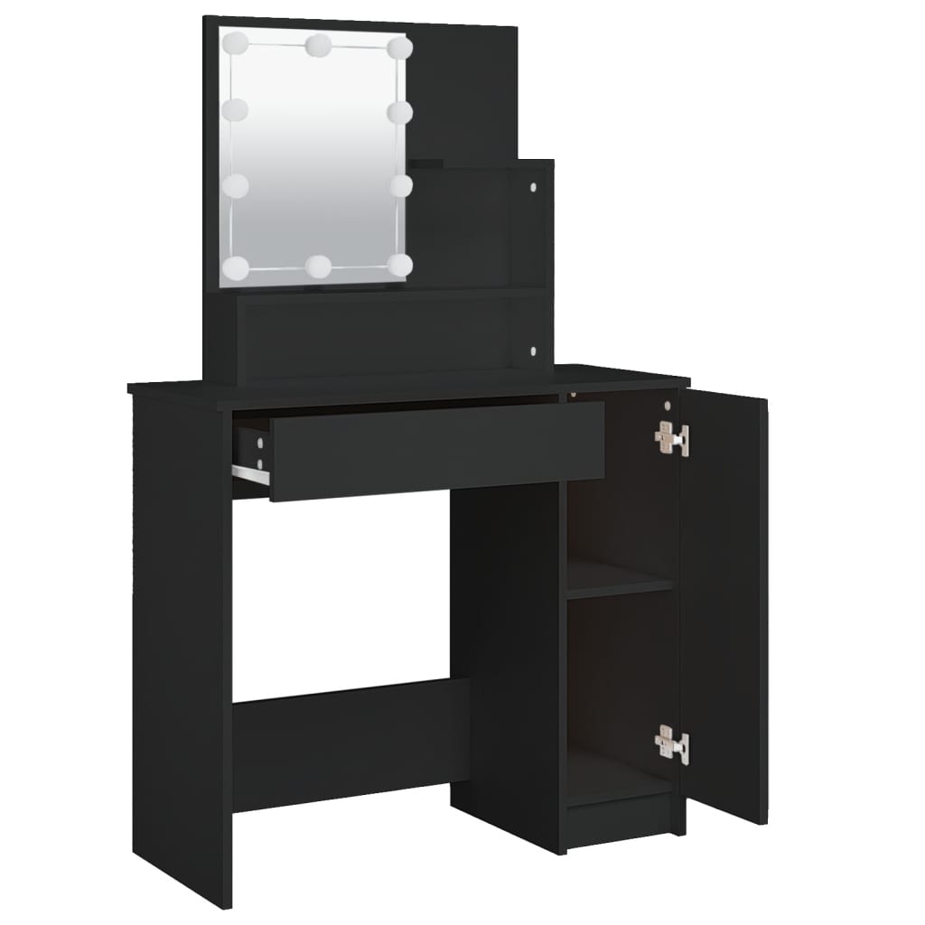 Kaptafel met LED-verlichting 86,5x35x136 cm zwart is nu te koop bij PeponiXL, paradijselijk wonen!