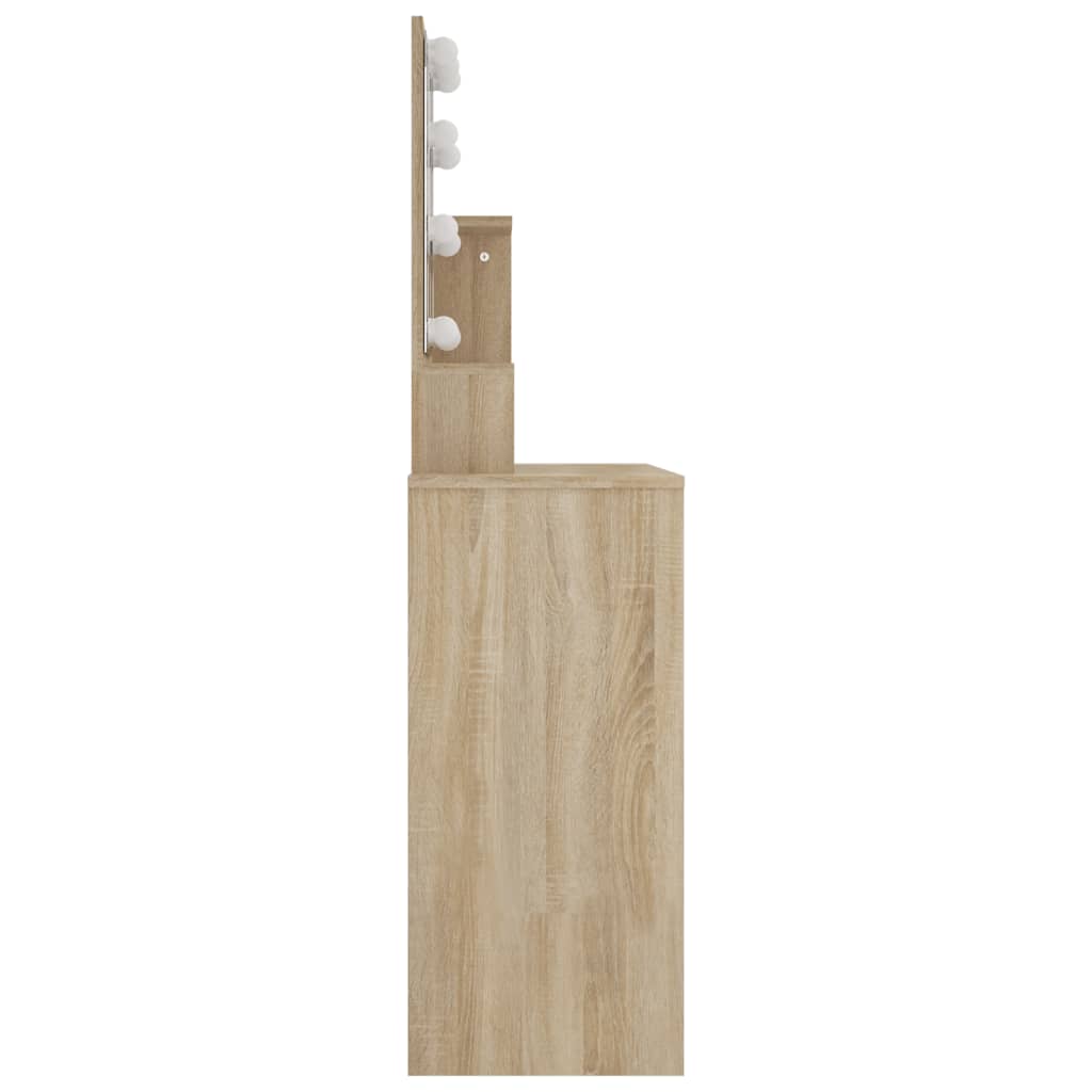 Kaptafel met LED-verlichting 86,5x35x136 cm sonoma eikenkleurig is nu te koop bij PeponiXL, paradijselijk wonen!