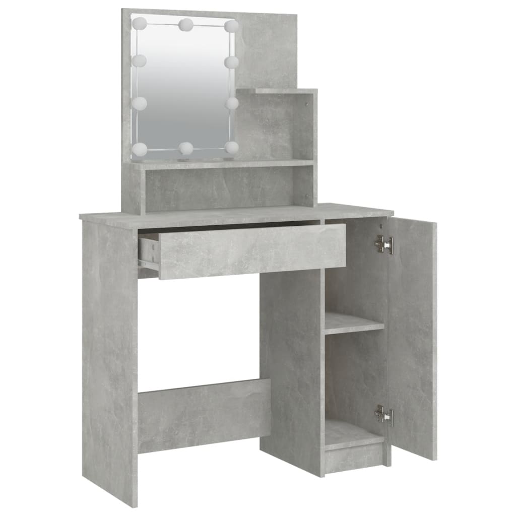 Kaptafel met LED-verlichting 86,5x35x136 cm betongrijs is nu te koop bij PeponiXL, paradijselijk wonen!