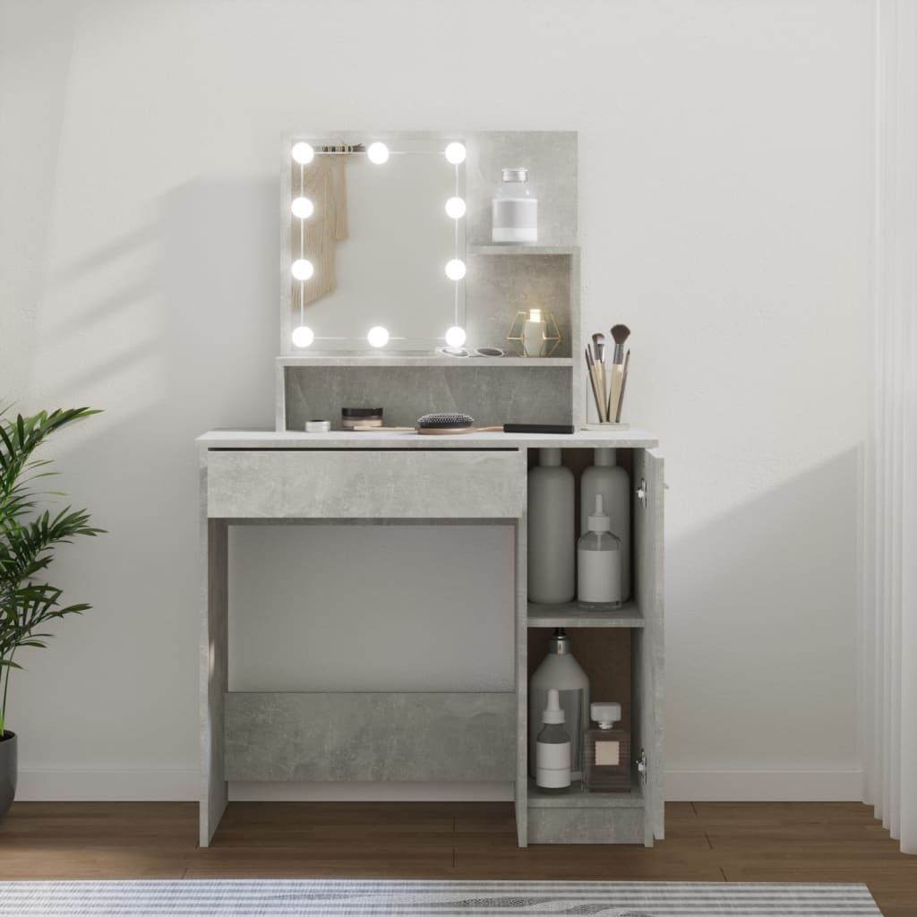Kaptafel met LED-verlichting 86,5x35x136 cm betongrijs is nu te koop bij PeponiXL, paradijselijk wonen!