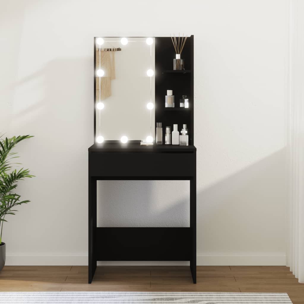 Kaptafel met LED-verlichting 60x40x140 cm zwart is nu te koop bij PeponiXL, paradijselijk wonen!