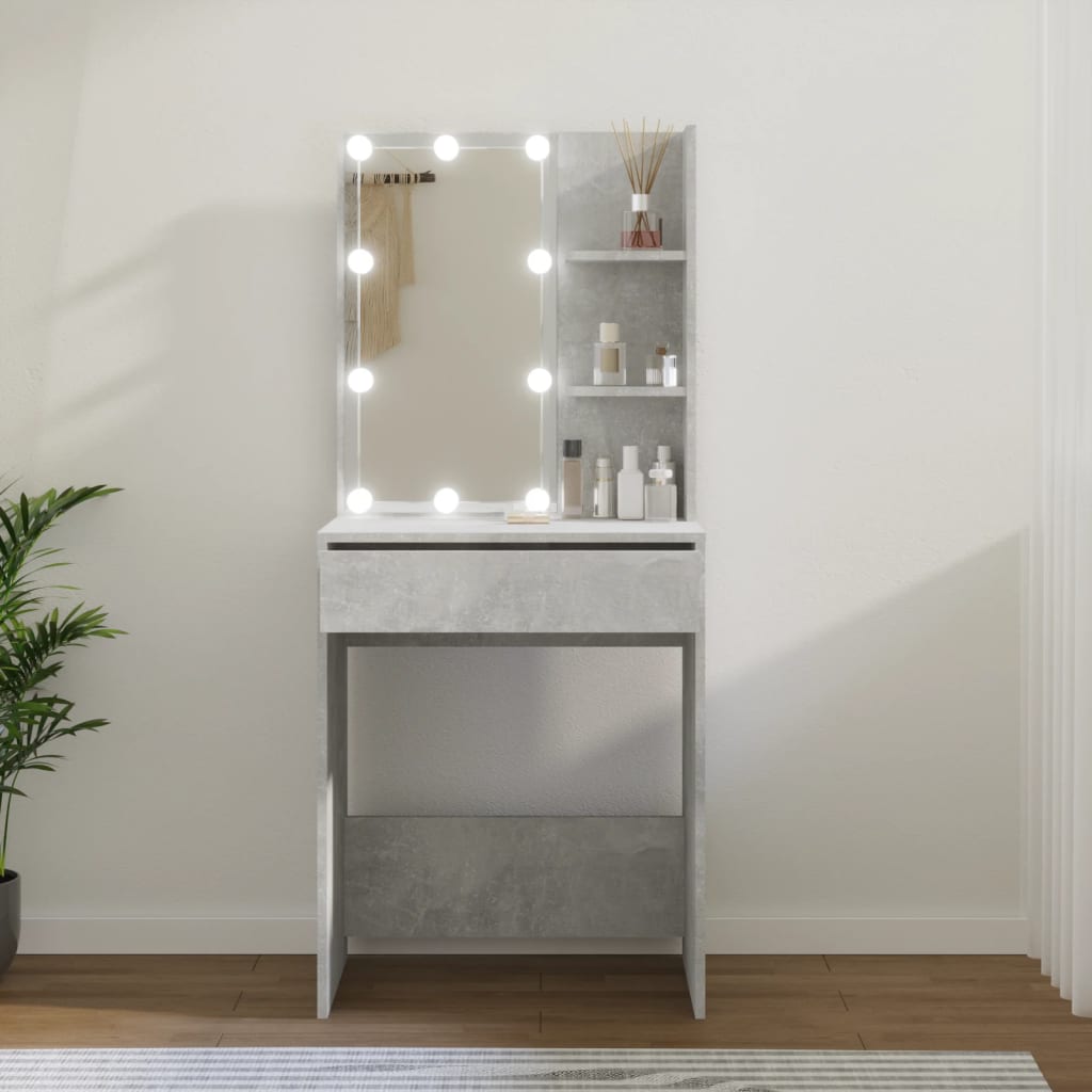 Kaptafel met LED-verlichting 60x40x140 cm betongrijs is nu te koop bij PeponiXL, paradijselijk wonen!